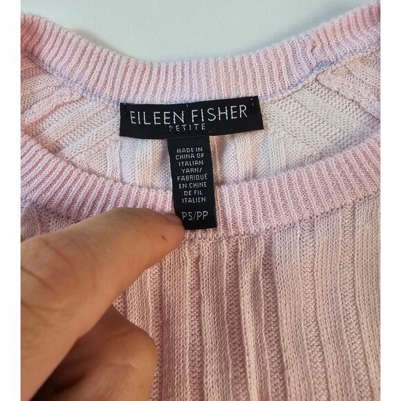 Eileen fisher Italian yarn pink ribbed oversized sweater side slit PS PETITE S - Picture 4 of 7